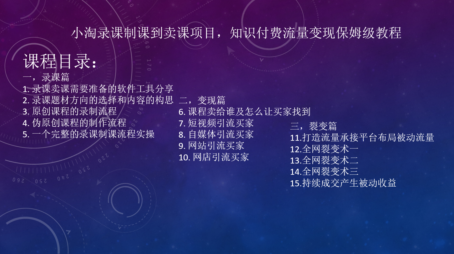 小淘录课制课到卖课项目，知识付费流量变现保姆级教程-小淘项目甄选