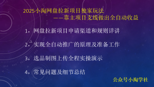 2025小淘网盘拉新项目独家玩法，靠主项目支线做出全自动收益-小淘项目甄选