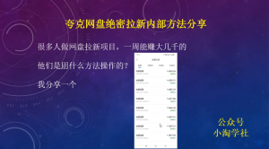 夸克网盘绝密拉新内部方法分享-小淘项目甄选