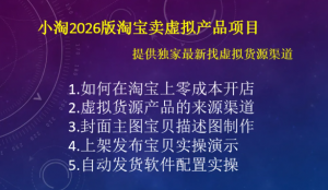 小淘2026版淘宝卖虚拟产品项目，提供独家最新找虚拟货源渠道-小淘项目甄选